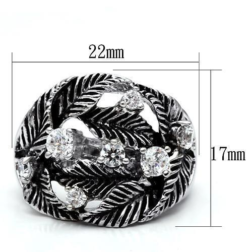 3W211 - Rhodium Brass Ring with AAA Grade CZ  in Clear LuxuryLifeWay Online Store