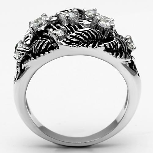 3W211 - Rhodium Brass Ring with AAA Grade CZ  in Clear LuxuryLifeWay Online Store