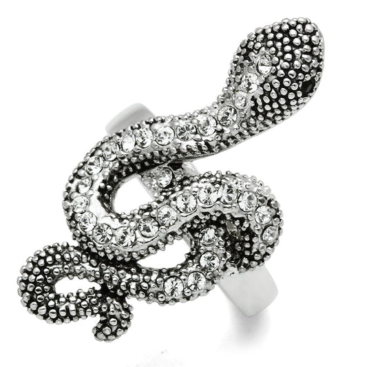 3W236 - Rhodium Brass Ring with Top Grade Crystal  in Jet LuxuryLifeWay Online Store