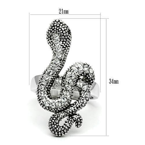 3W236 - Rhodium Brass Ring with Top Grade Crystal  in Jet LuxuryLifeWay Online Store