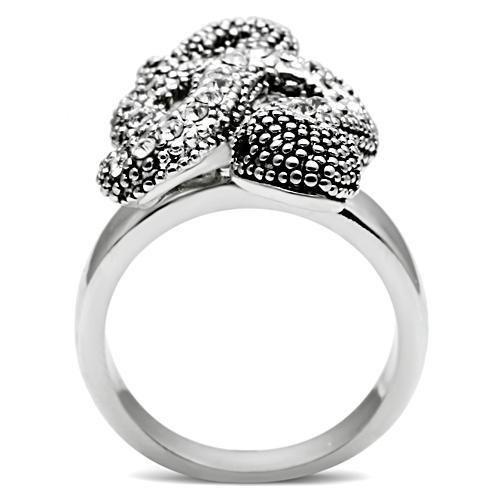 3W236 - Rhodium Brass Ring with Top Grade Crystal  in Jet LuxuryLifeWay Online Store