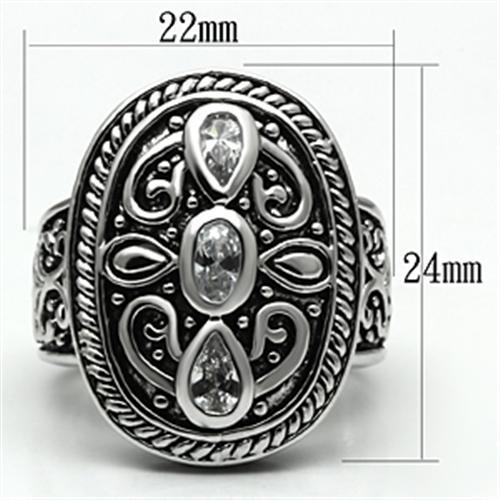 3W252 - Rhodium Brass Ring with AAA Grade CZ  in Clear LuxuryLifeWay Online Store
