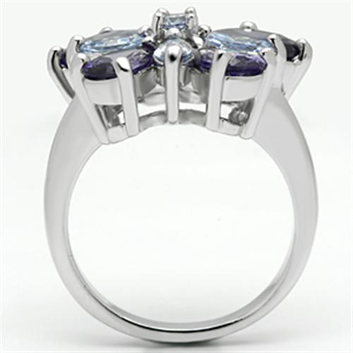 3W254 - Rhodium Brass Ring with AAA Grade CZ  in Multi Color LuxuryLifeWay Online Store