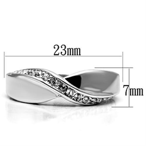 3W264 - Rhodium Brass Ring with Top Grade Crystal  in Clear LuxuryLifeWay Online Store