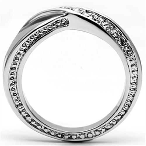 3W264 - Rhodium Brass Ring with Top Grade Crystal  in Clear LuxuryLifeWay Online Store