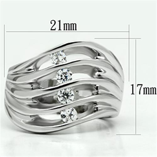 3W265 - Rhodium Brass Ring with AAA Grade CZ  in Clear LuxuryLifeWay Online Store