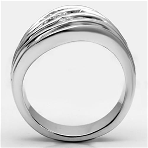 3W265 - Rhodium Brass Ring with AAA Grade CZ  in Clear LuxuryLifeWay Online Store