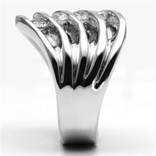 3W265 - Rhodium Brass Ring with AAA Grade CZ  in Clear LuxuryLifeWay Online Store
