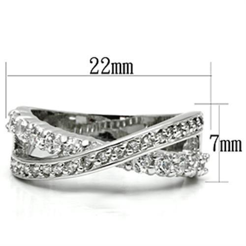 3W274 - Rhodium Brass Ring with AAA Grade CZ  in Clear LuxuryLifeWay Online Store