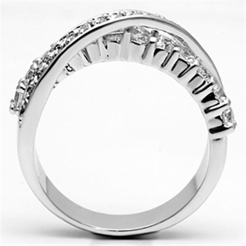 3W274 - Rhodium Brass Ring with AAA Grade CZ  in Clear LuxuryLifeWay Online Store