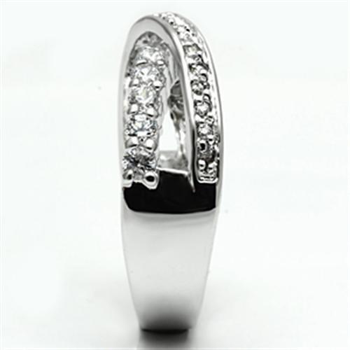 3W274 - Rhodium Brass Ring with AAA Grade CZ  in Clear LuxuryLifeWay Online Store