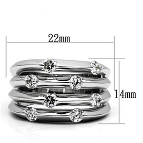3W275 - Rhodium Brass Ring with AAA Grade CZ  in Clear LuxuryLifeWay Online Store