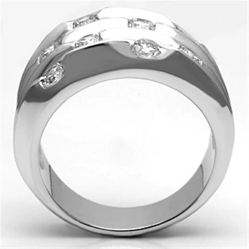 3W275 - Rhodium Brass Ring with AAA Grade CZ  in Clear LuxuryLifeWay Online Store