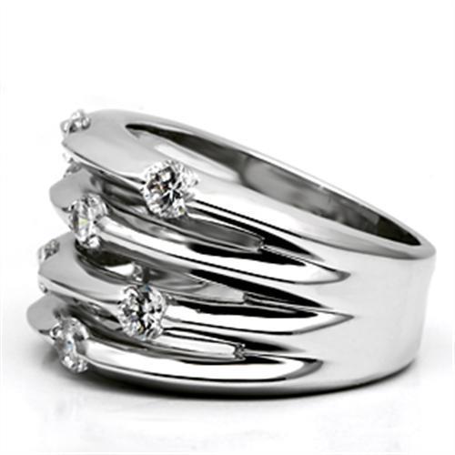 3W275 - Rhodium Brass Ring with AAA Grade CZ  in Clear LuxuryLifeWay Online Store
