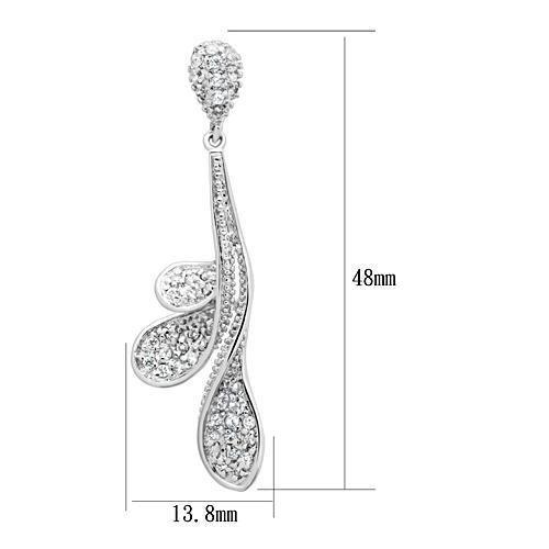 3W299 - Rhodium Brass Earrings with AAA Grade CZ  in Clear LuxuryLifeWay Online Store