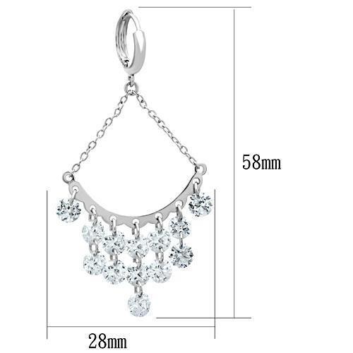 3W300 - Rhodium Brass Earrings with AAA Grade CZ  in Clear LuxuryLifeWay Online Store