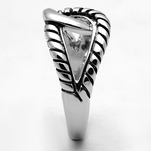 3W310 - Rhodium Brass Ring with Epoxy  in Jet LuxuryLifeWay Online Store