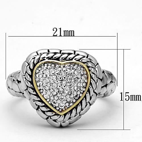 3W333 - Reverse Two-Tone Brass Ring with AAA Grade CZ  in Clear LuxuryLifeWay Online Store