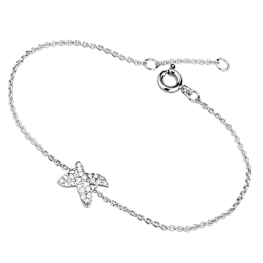 3W405 - Rhodium Brass Bracelet with AAA Grade CZ  in Clear LuxuryLifeWay Online Store