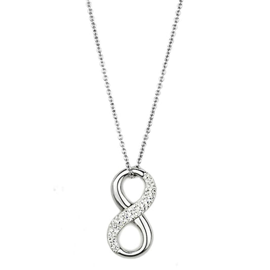 3W407 - Rhodium Brass Necklace with Top Grade Crystal  in Clear LuxuryLifeWay Online Store