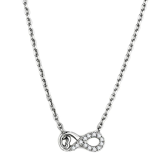3W418 - Rhodium Brass Necklace with AAA Grade CZ  in Clear LuxuryLifeWay Online Store