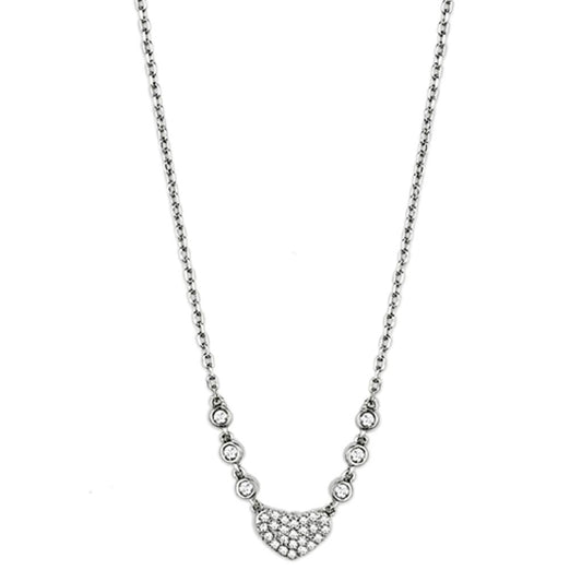 3W433 - Rhodium Brass Necklace with AAA Grade CZ  in Clear LuxuryLifeWay Online Store