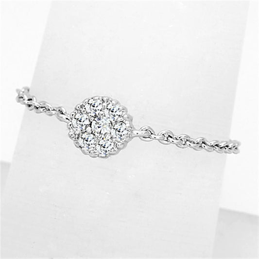 3W516 - Rhodium Brass Ring with AAA Grade CZ  in Clear LuxuryLifeWay Online Store