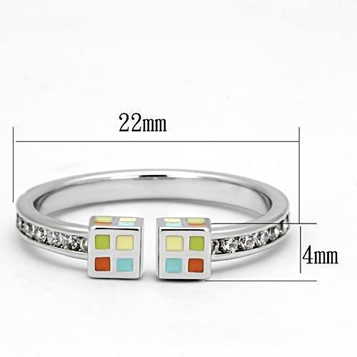 3W525 - Rhodium Brass Ring with AAA Grade CZ  in Clear LuxuryLifeWay Online Store