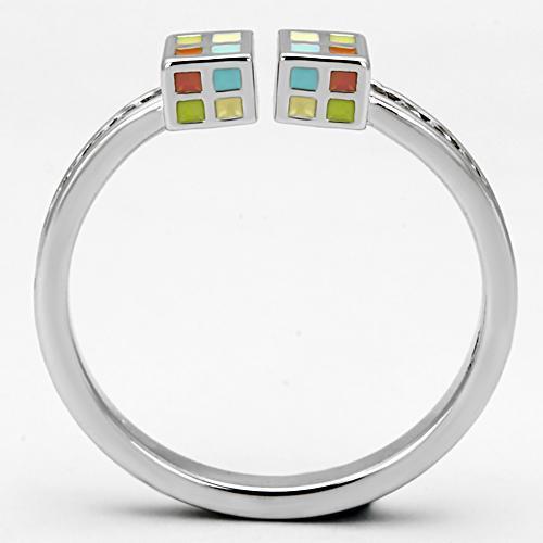 3W525 - Rhodium Brass Ring with AAA Grade CZ  in Clear LuxuryLifeWay Online Store