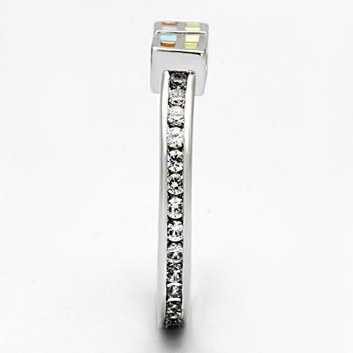 3W525 - Rhodium Brass Ring with AAA Grade CZ  in Clear LuxuryLifeWay Online Store