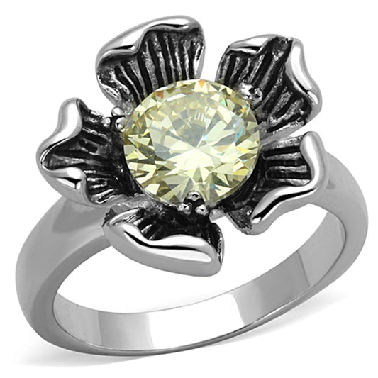3W585 - Rhodium Brass Ring with AAA Grade CZ  in Citrine Yellow LuxuryLifeWay Online Store