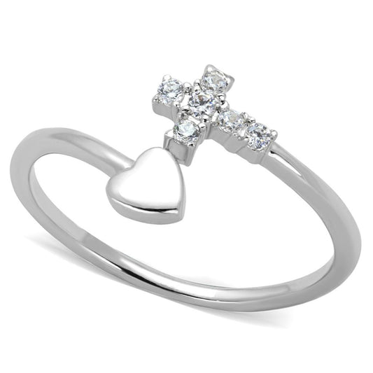 3W860 - Rhodium Brass Ring with AAA Grade CZ  in Clear LuxuryLifeWay Online Store