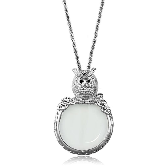 3W917 - Rhodium Brass Magnifier pendant with Top Grade Crystal  in Clear LuxuryLifeWay Online Store