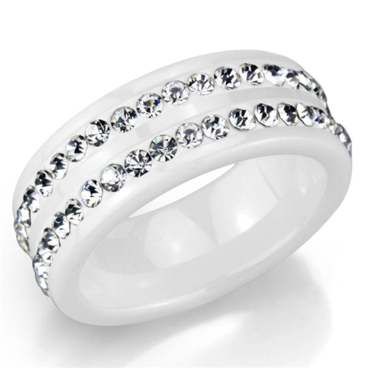 3W970 - High polished (no plating) Stainless Steel Ring with Ceramic  in White LuxuryLifeWay Online Store