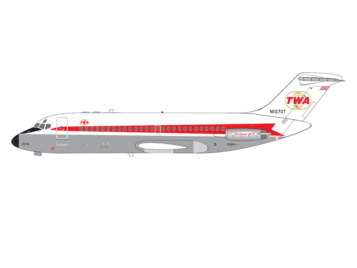 McDonnell Douglas DC-9-15 Commercial Aircraft "Trans World Airlines" (N1070T) White with Red Stripes 1/400 Diecast Model by V1:400 LuxuryLifeWay Online Store