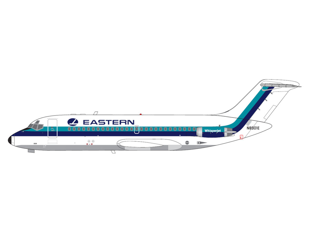 McDonnell Douglas DC-9-14 Commercial Aircraft "Eastern Air Lines" (N8901E) White with Blue Stripes 1/400 Diecast Model by V1:400