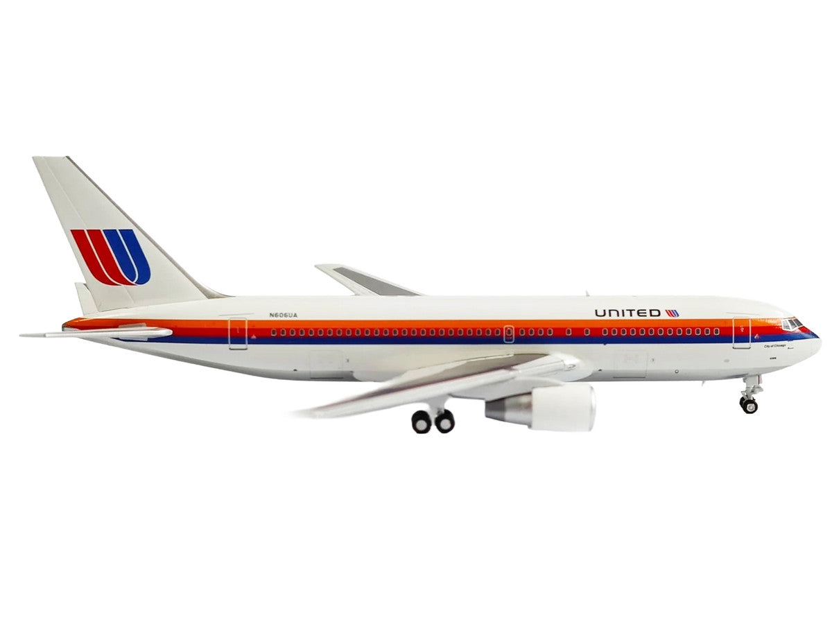Boeing 767-200 Commercial Aircraft "United Airlines" (N606UA) White with Stripes 1/400 Diecast Model by V1:400 LuxuryLifeWay Online Store