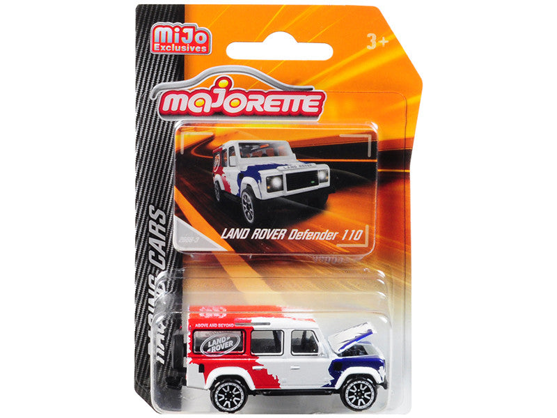 Land Rover Defender 110 White/Red/Blue "Above and Beyond" "Racing Cars" 1/60 Diecast Model Car by Majorette LuxuryLifeWay Online Store
