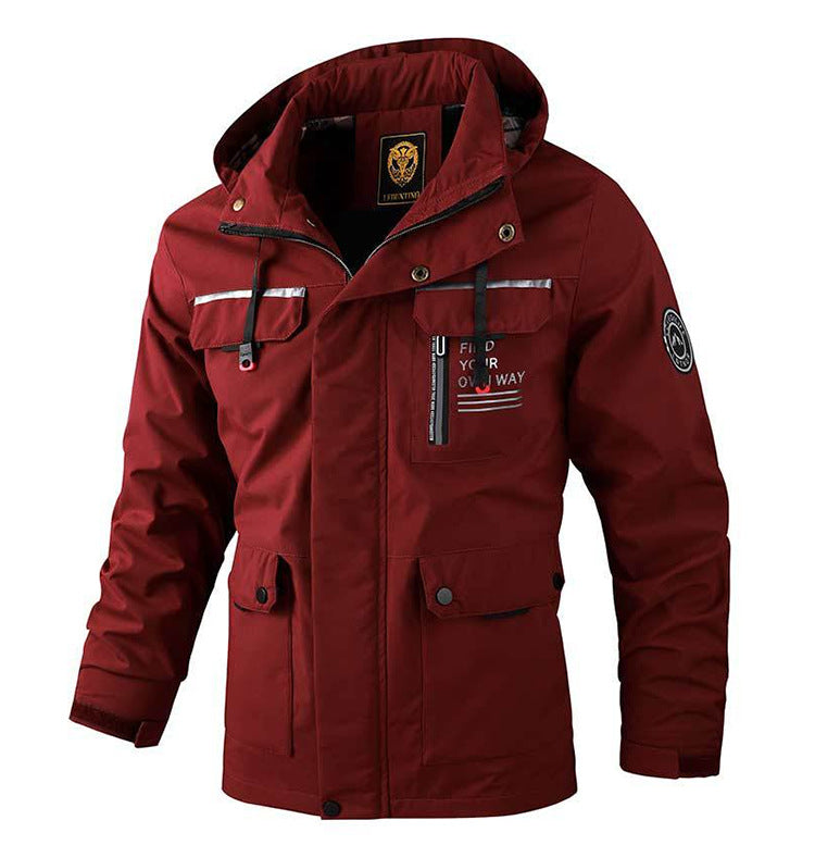 Men's Casual Hooded Jacket Parka Autumn And Winter Warm Solid Color Windproof Coat Outdoor Clothes With Multiple Pockets LadyShow.Store