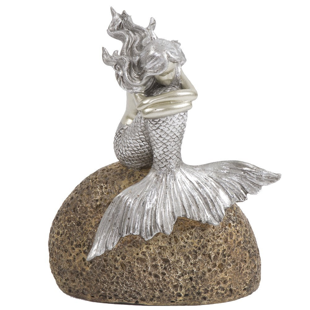 10" Brown and Silver Contemplative Mermaid Resin Tabletop Sculpture LuxuryLifeWay Online Store