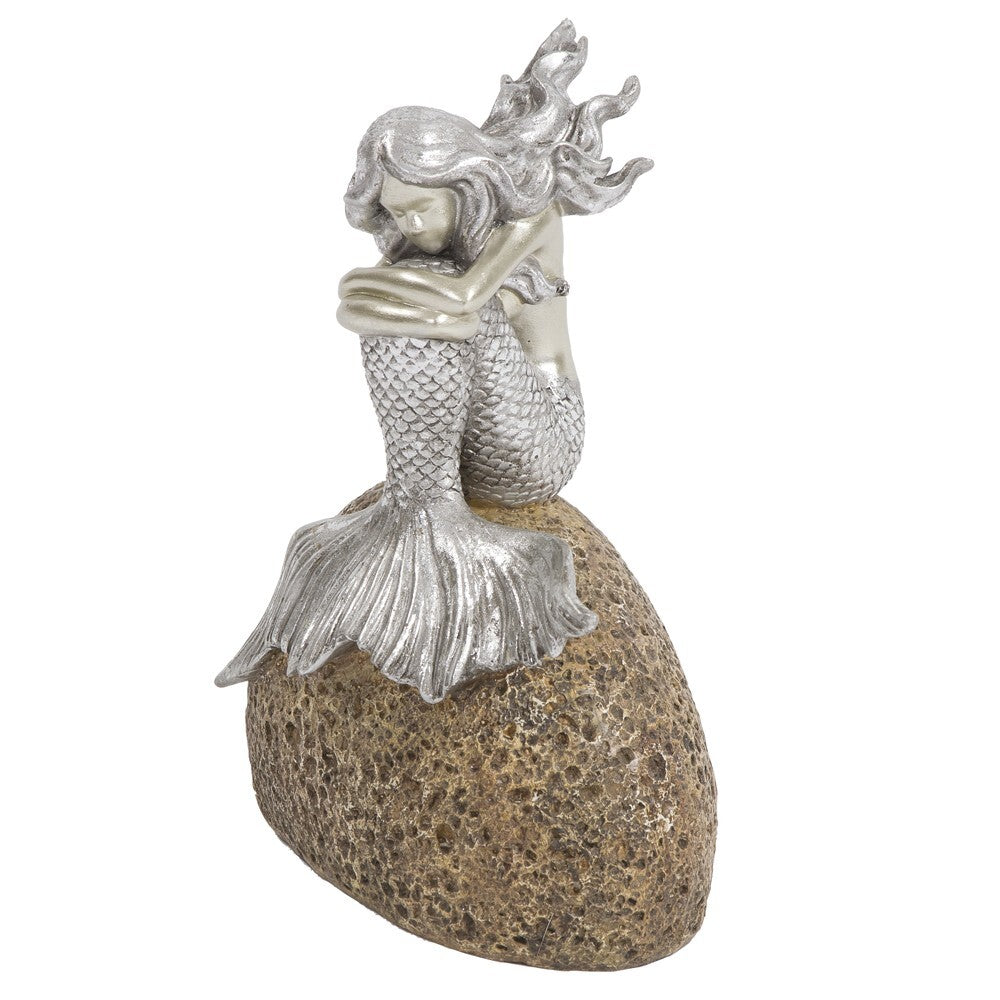 10" Brown and Silver Contemplative Mermaid Resin Tabletop Sculpture LuxuryLifeWay Online Store
