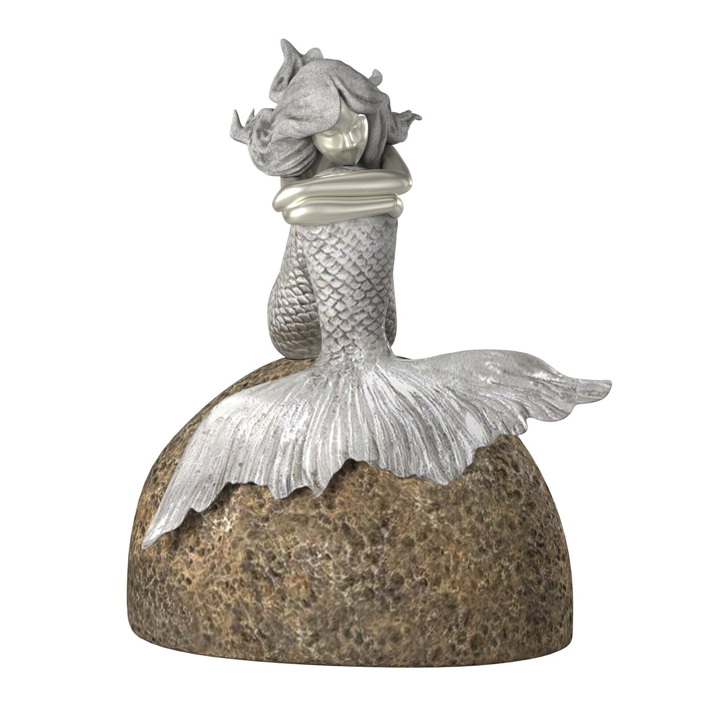 10" Brown and Silver Contemplative Mermaid Resin Tabletop Sculpture LuxuryLifeWay Online Store