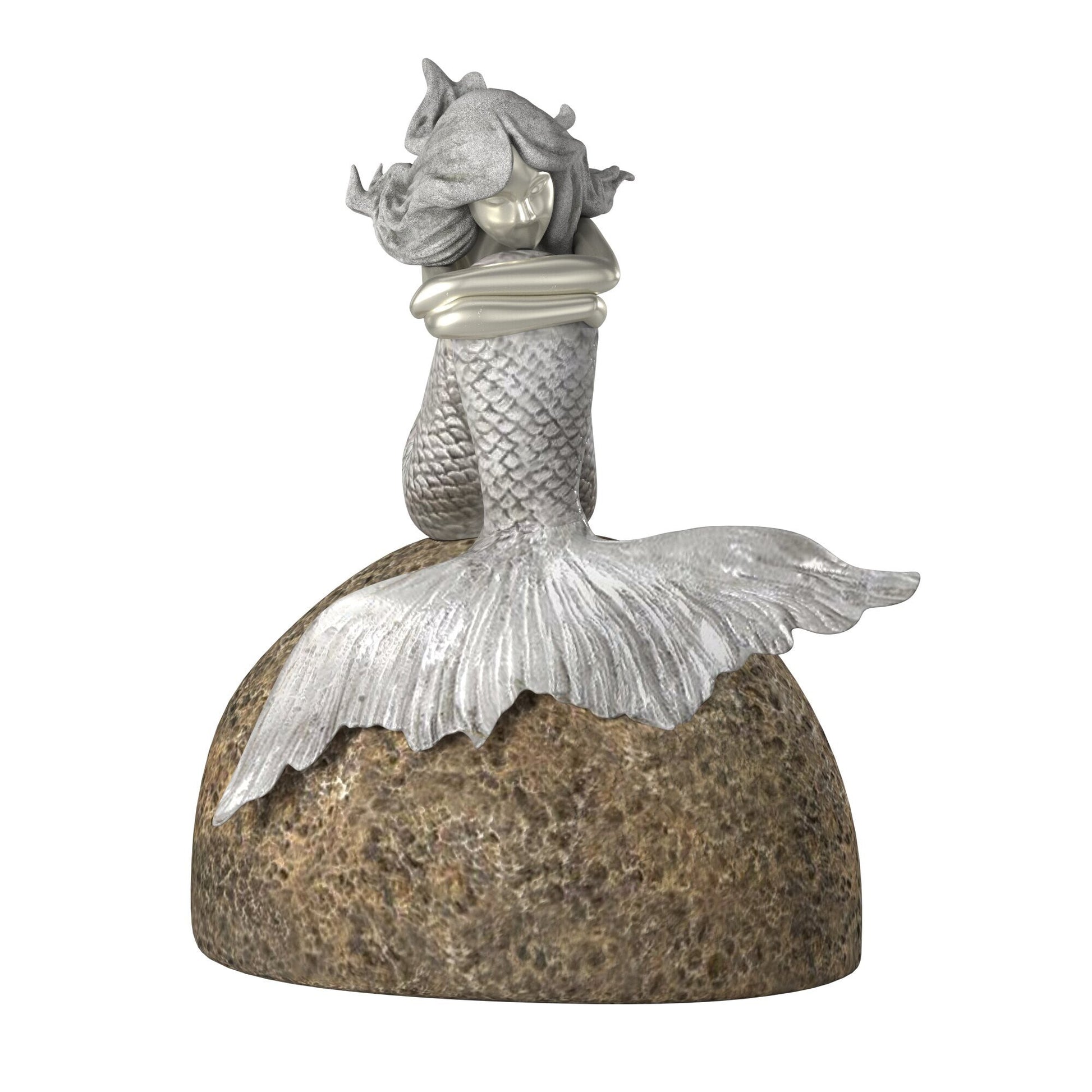 10" Brown and Silver Contemplative Mermaid Resin Tabletop Sculpture LuxuryLifeWay Online Store