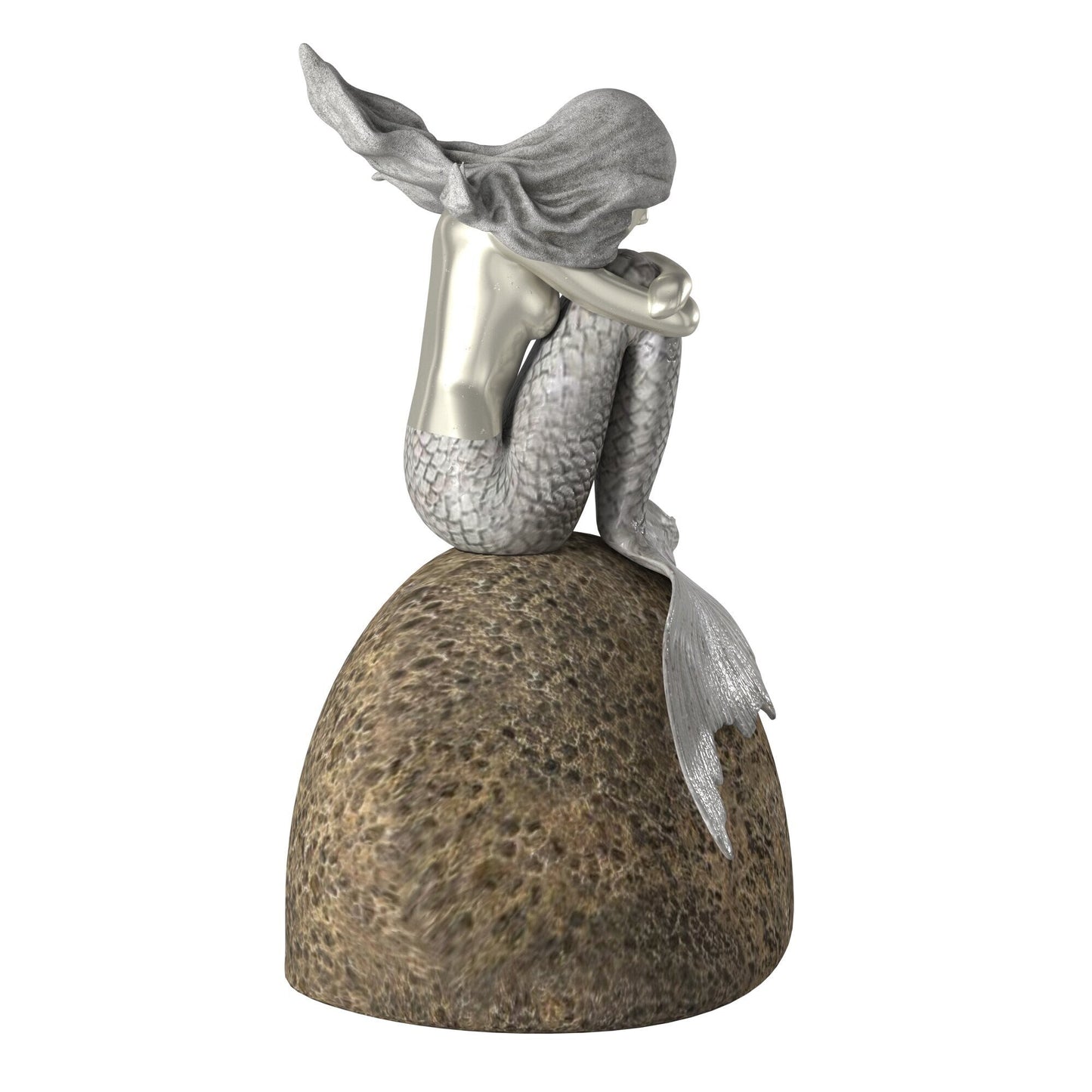 10" Brown and Silver Contemplative Mermaid Resin Tabletop Sculpture LuxuryLifeWay Online Store