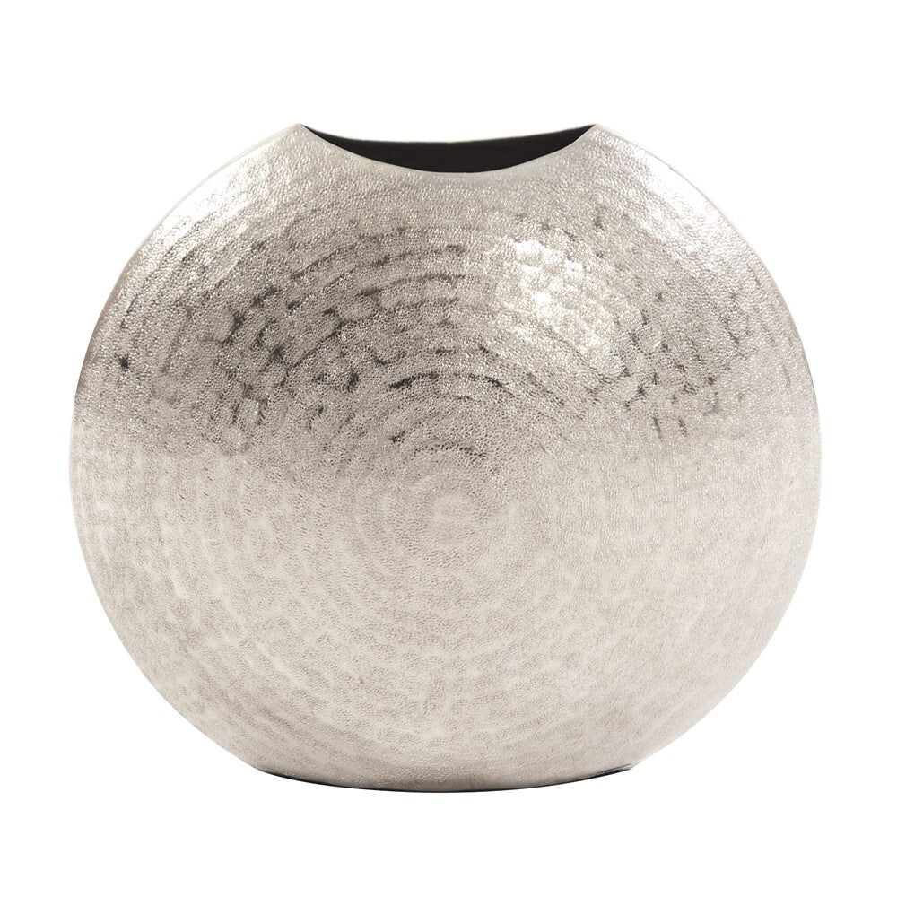 10" Hammered Silver Disc Shape Decorative Vase LuxuryLifeWay Online Store