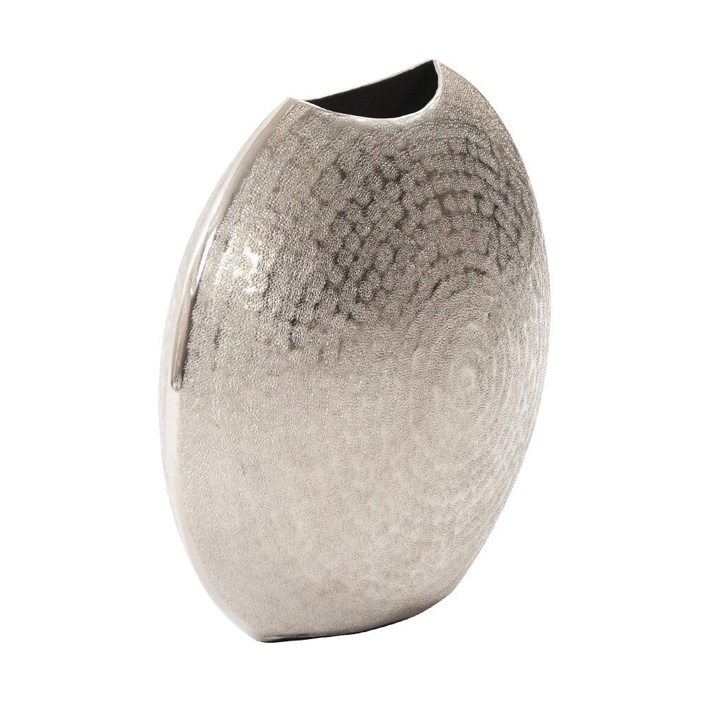 10" Hammered Silver Disc Shape Decorative Vase LuxuryLifeWay Online Store