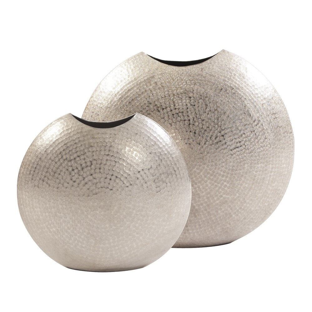 10" Hammered Silver Disc Shape Decorative Vase LuxuryLifeWay Online Store