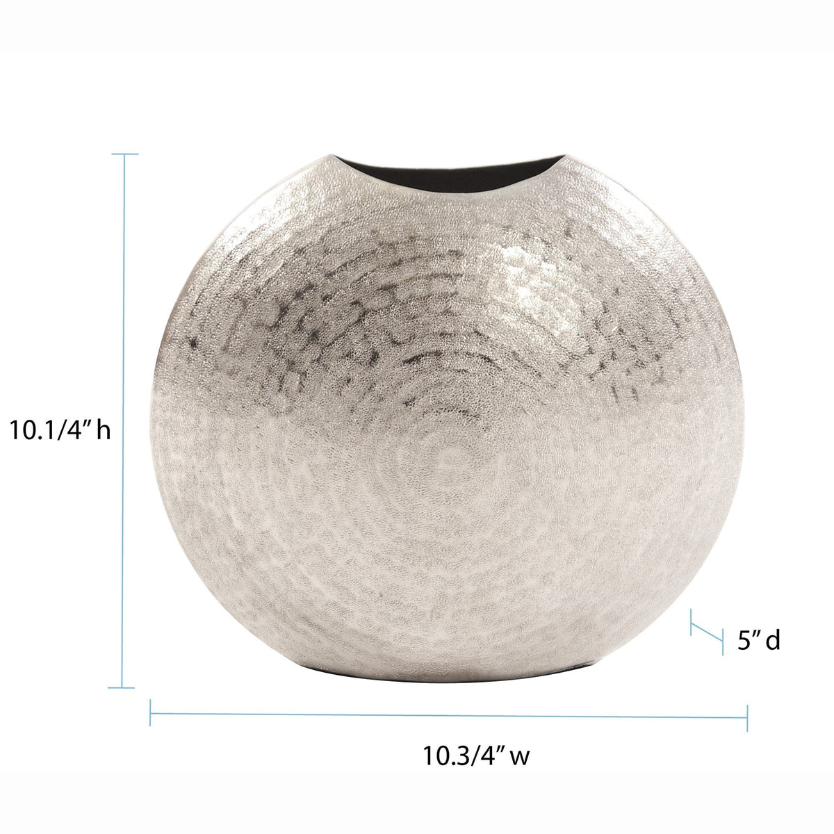 10" Hammered Silver Disc Shape Decorative Vase LuxuryLifeWay Online Store