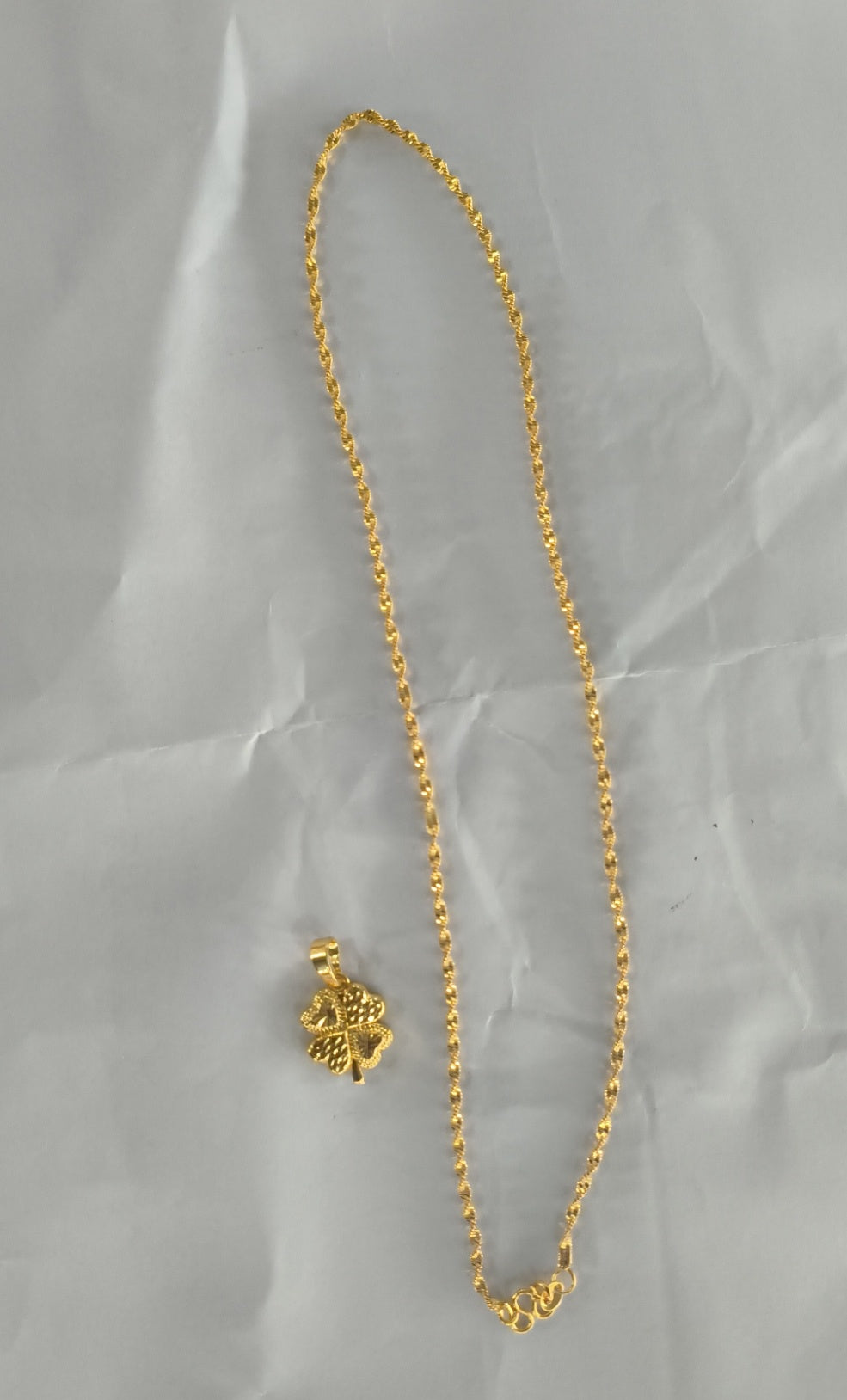 Gold-plated Brass Pendant Necklace For Women, Water Wave Textured Collarbone Chain LadyShow.Store