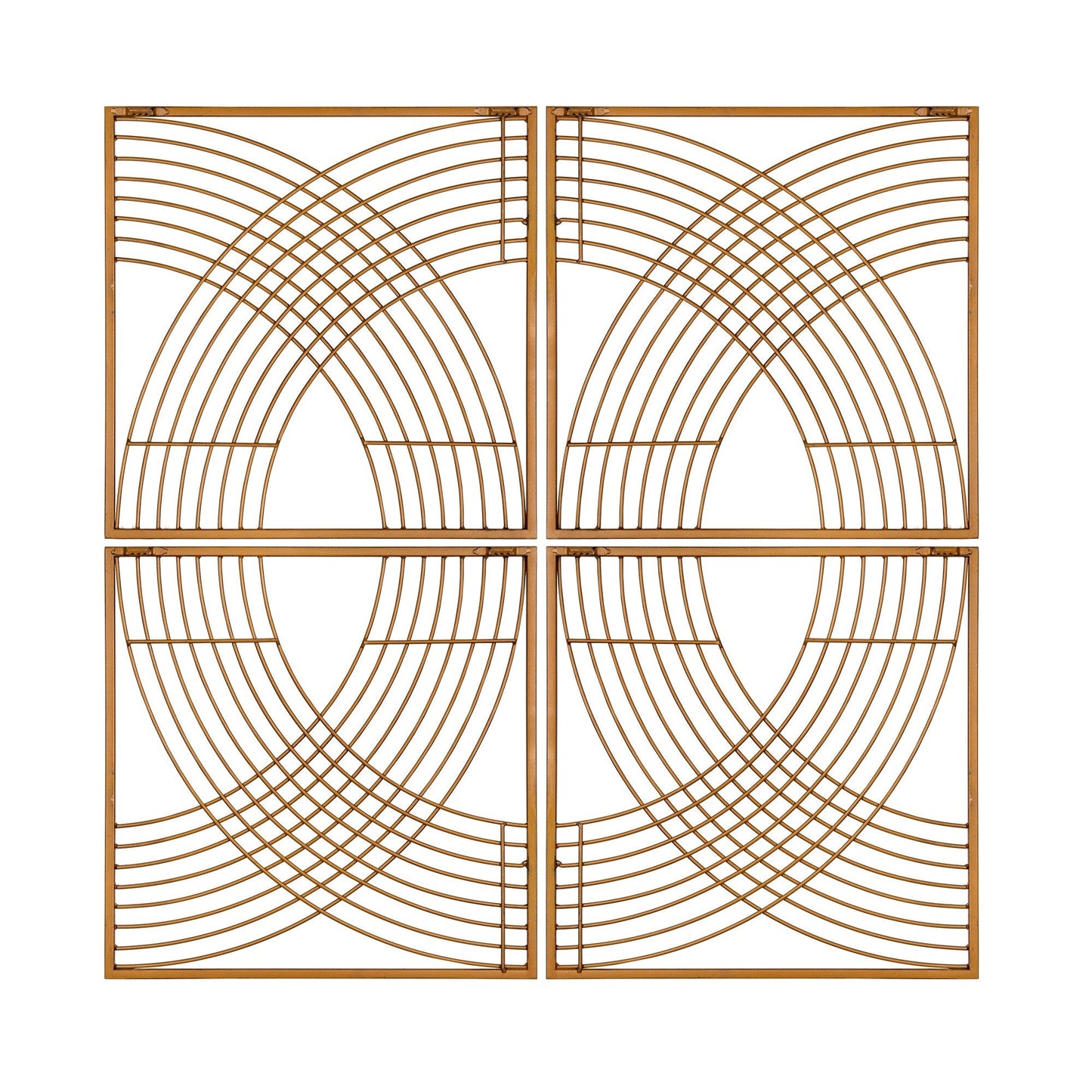 Set of Four Gold Metal Line Design Wall Dcor